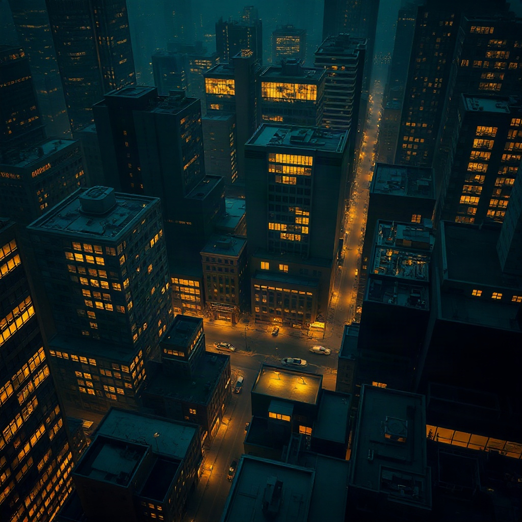 City districts at dusk
